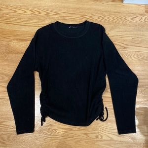 Zara ribbed black long sleeve with side ties